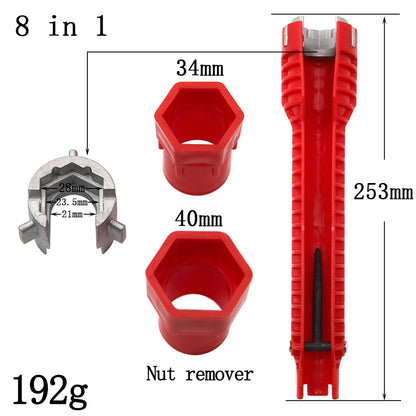 Three head red Sink wrench 8-in-1 screw removing water heater water