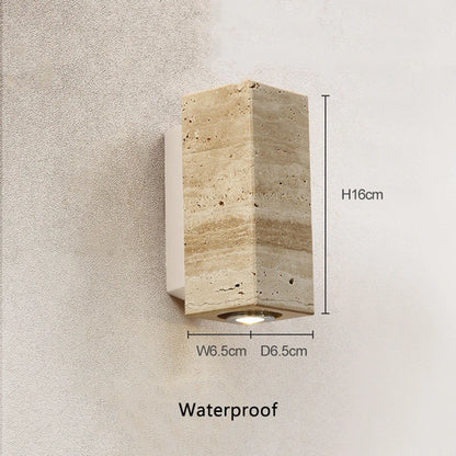 Yellow travertine stone Japanese style wabi-sabi wall lights bedroom