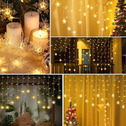 3.2M Christmas Snowflake Curtain String Lights Indoor Christmas Light