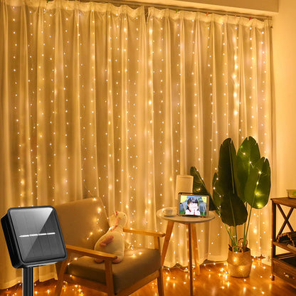 Solar Curtain Light LED Outdoor Waterproof 300leds Garland Decoration