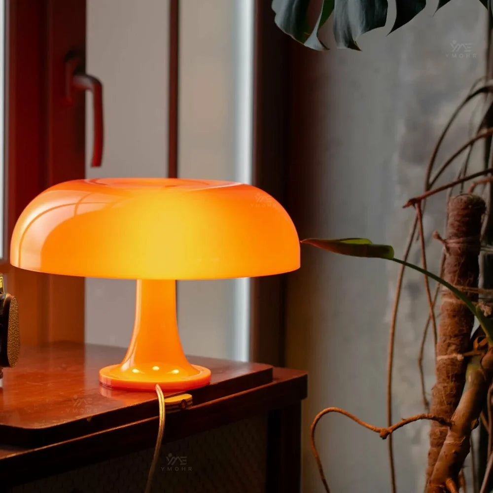 Orange Mushroom Table Lamp LED Rechargeable 3 modes Ambient Lights