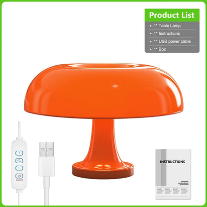 Orange Mushroom Table Lamp LED Rechargeable 3 modes Ambient Lights