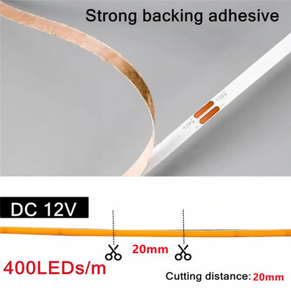3mm Ultra Thin 12V Colorful COB LED Strip Dimmable 3000K 4000K 6000K