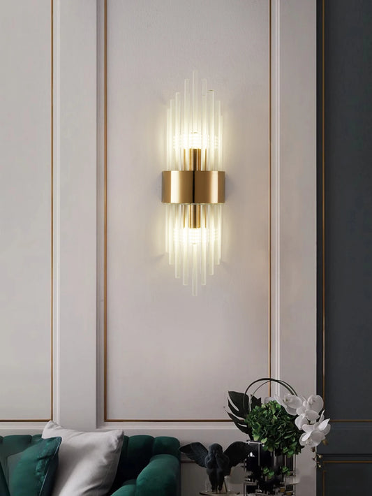 Gold/Black Stainless Steel Crystal Wall Sconce for Living Room,