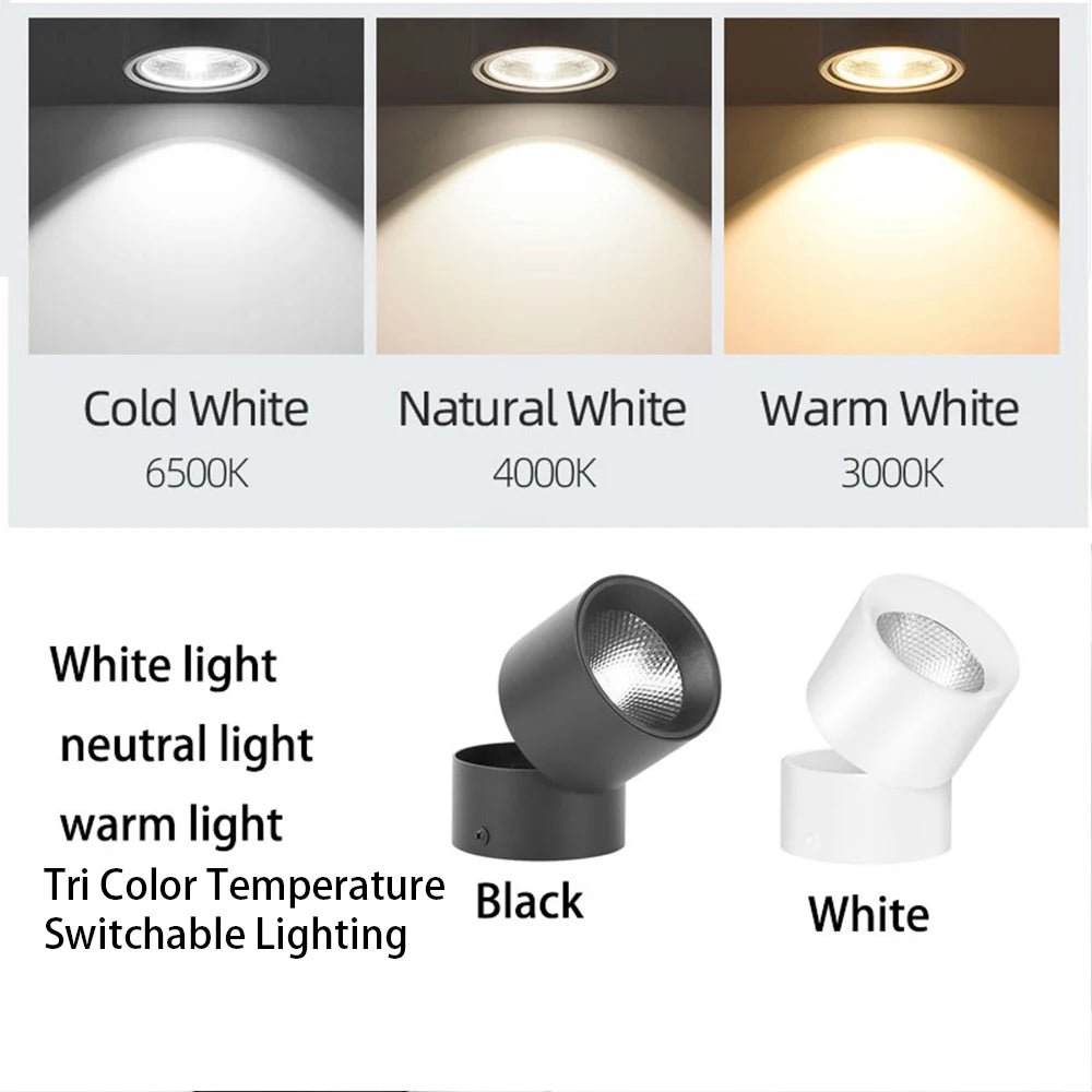 LED Spotlights 3 Color Change Room Decor Lamp Foldable Downlight 220v