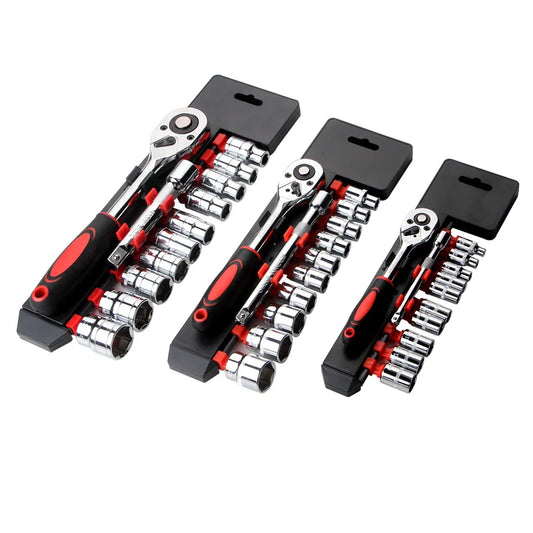 12pcs/set 1/4in 3/8in 1/2in Ratchet Socket Wrench Set Drive Sockets