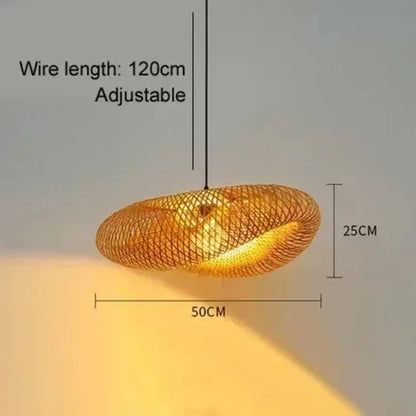 Bamboo Weaving LED Pendant Light HandMade Vintage Home Hanging
