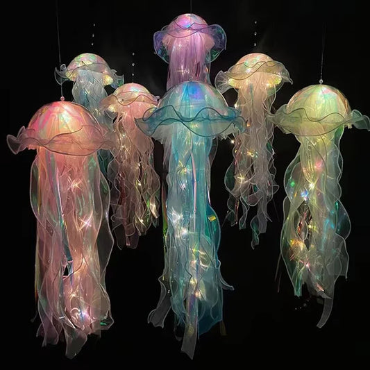 DIY Jellyfish Lantern Under The Sea Colorful Jellyfish Lamp Girl
