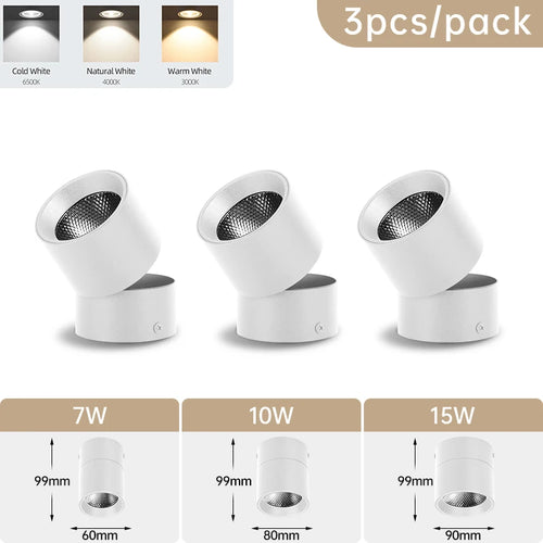 LED Spotlights 3 Color Change Room Decor Lamp Foldable Downlight 220v