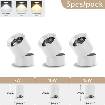 LED Spotlights 3 Color Change Room Decor Lamp Foldable Downlight 220v