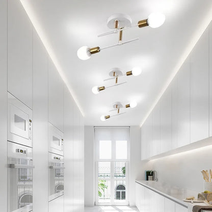 Nordic Simple Living Room Ceiling Light 2 lamps Modern Long Iron Arm