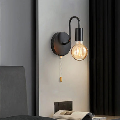 Nordic Industrial Wall Lamp Iron Black E27 Indoor Lighting Bedside