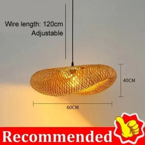 Bamboo Weaving LED Pendant Light HandMade Vintage Home Hanging