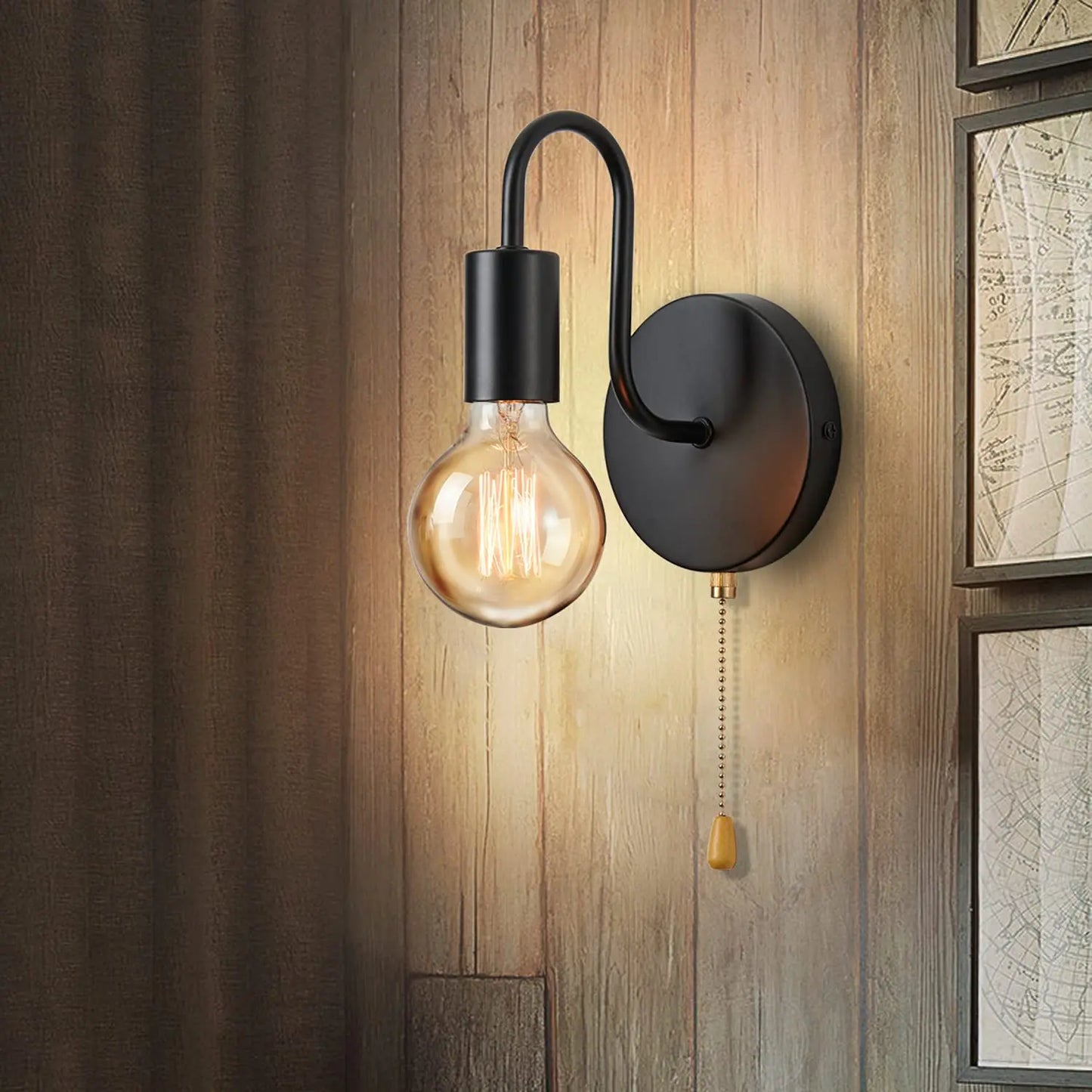 Nordic Industrial Wall Lamp Iron Black E27 Indoor Lighting Bedside