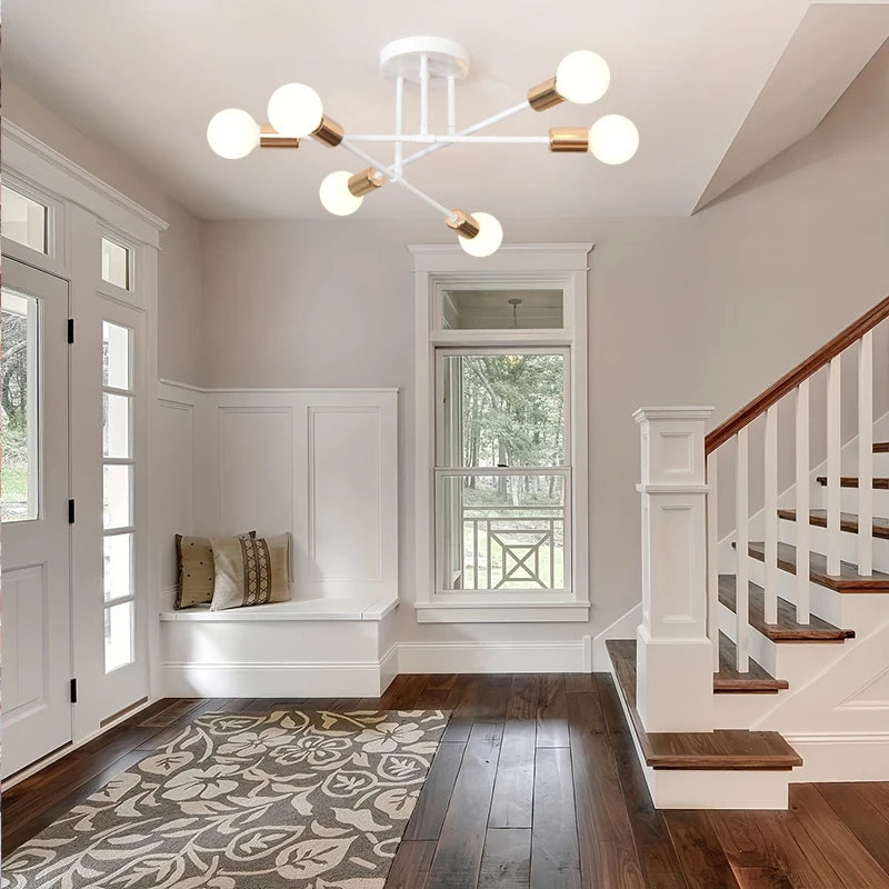 Modern minimalist luxury 6-speed E27 branch chandelier living room