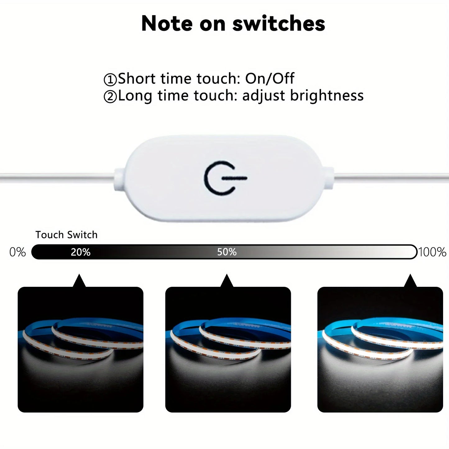 LED Light Strip USB Touch Sensor 5V COB Diode Tape Dimmer Backlight