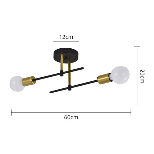 Nordic Simple Living Room Ceiling Light 2 lamps Modern Long Iron Arm