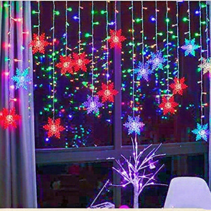3.2M Christmas Snowflake Curtain String Lights Indoor Christmas Light