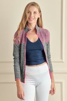 Women's Seamless Half Zipper Jacket with Thumb Holes