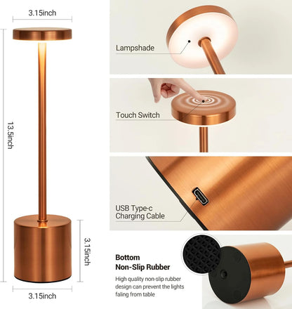 LED Table Lamp Touch Sensor Rechargeable Desktop Night Light Wireless