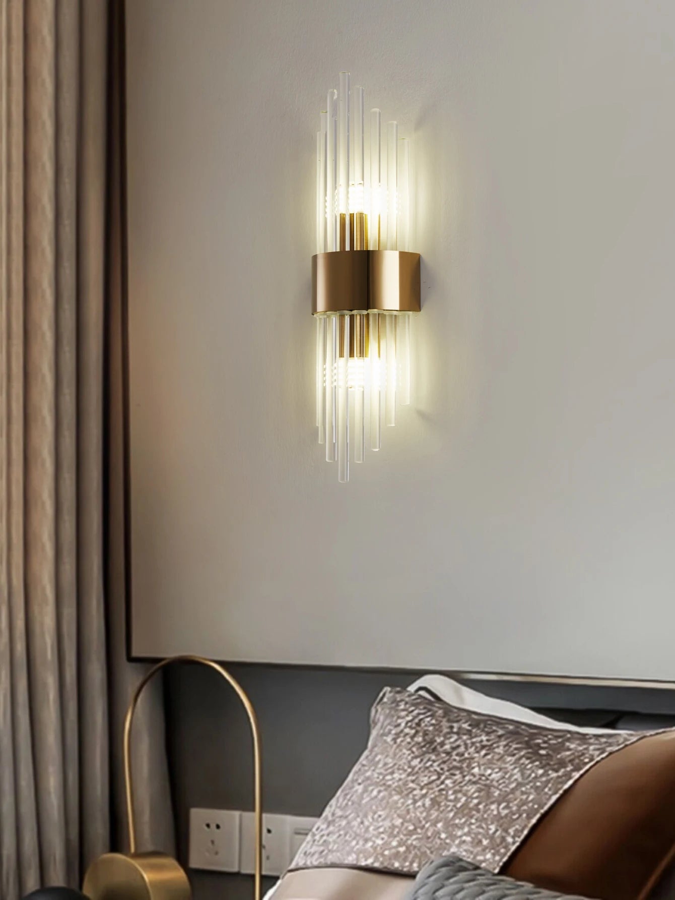 Gold/Black Stainless Steel Crystal Wall Sconce for Living Room,