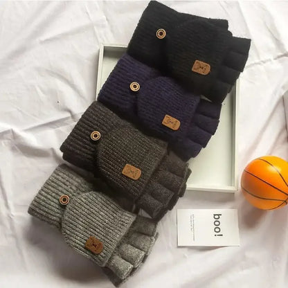 Knitted Fingerless Gloves Winter Thicken Warm Touch Screen Gloves for