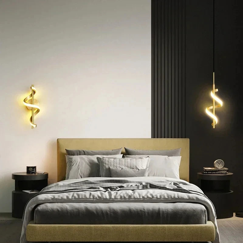 LED Wall Lamp Nordic Bedroom Bedside Minimalist Sconce Black White