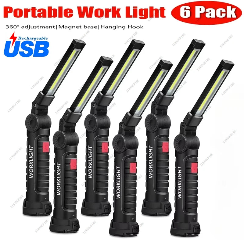 Portable COB LED Work Light USB Rechargeable LED Flashlight Inspection