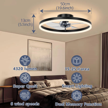 Smart Ceiling Fan with Lights and Remote 6 Speeds Dimmable LED Fan