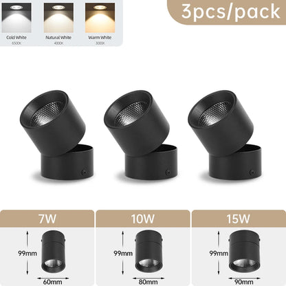 LED Spotlights 3 Color Change Room Decor Lamp Foldable Downlight 220v