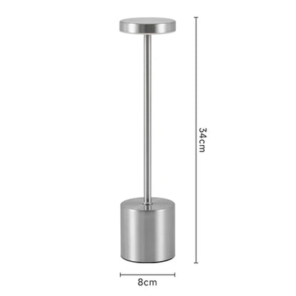 Simple LED Rechargeable Touch Metal Table Lamp Three Colors Bedside