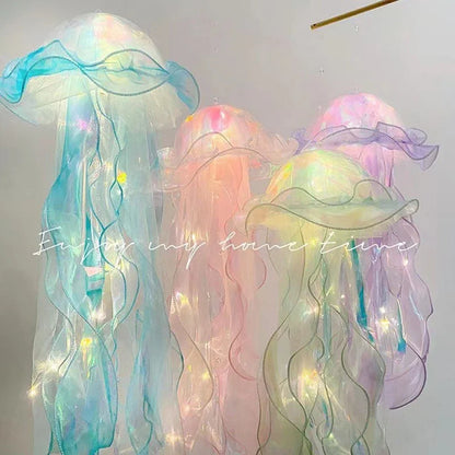 DIY Jellyfish Lantern Under The Sea Colorful Jellyfish Lamp Girl