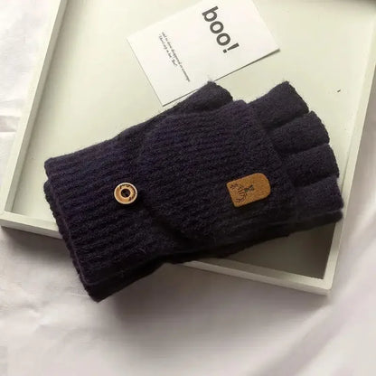Knitted Fingerless Gloves Winter Thicken Warm Touch Screen Gloves for