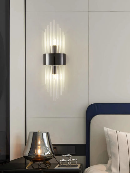 Gold/Black Stainless Steel Crystal Wall Sconce for Living Room,
