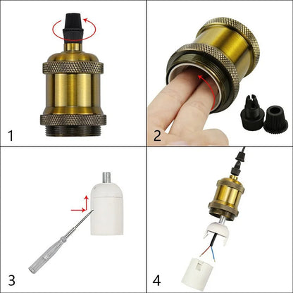 Vintage Lamp Socket Edison Screw Lamp Holder E27 Bulb Bases Light Bulb