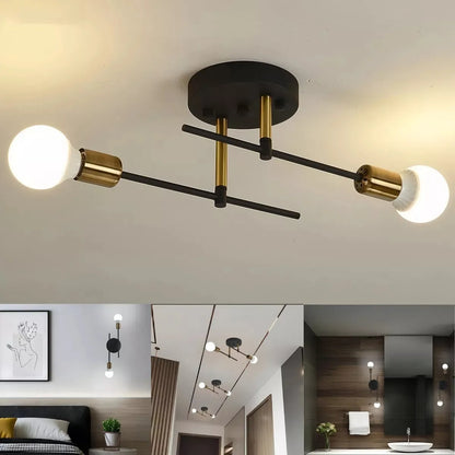 Nordic Simple Living Room Ceiling Light 2 lamps Modern Long Iron Arm