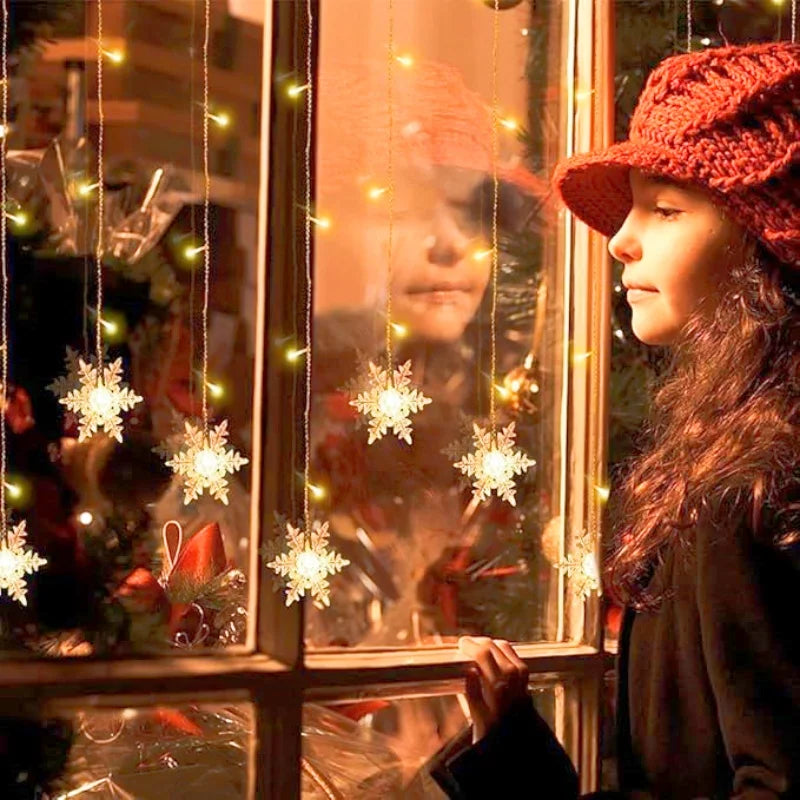 3.2M Christmas Snowflake Curtain String Lights Indoor Christmas Light