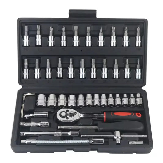 46 pcs Car Repair Tool Kit 1/4-Inch Socket Set Car Repair Tool Ratchet