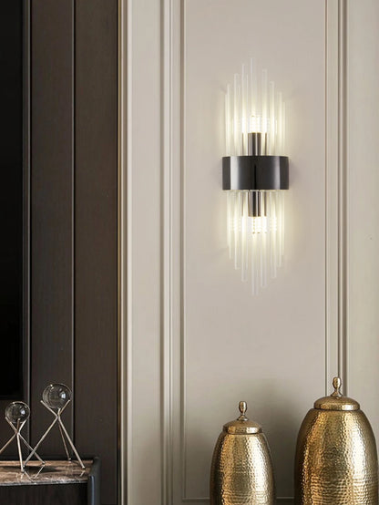 Gold/Black Stainless Steel Crystal Wall Sconce for Living Room,