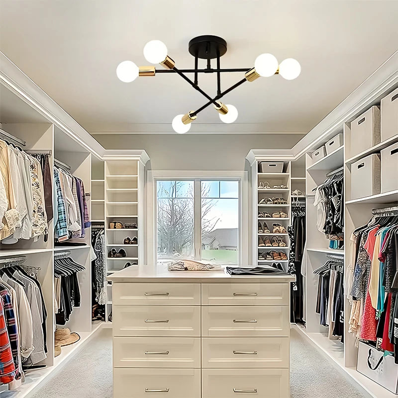 Modern minimalist luxury 6-speed E27 branch chandelier living room