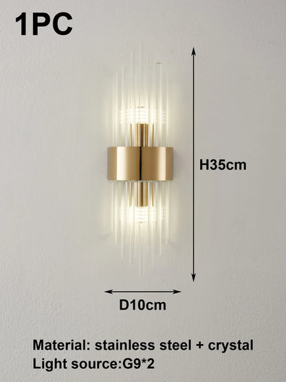 Gold/Black Stainless Steel Crystal Wall Sconce for Living Room,