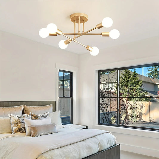 Modern minimalist luxury 6-speed E27 branch chandelier living room