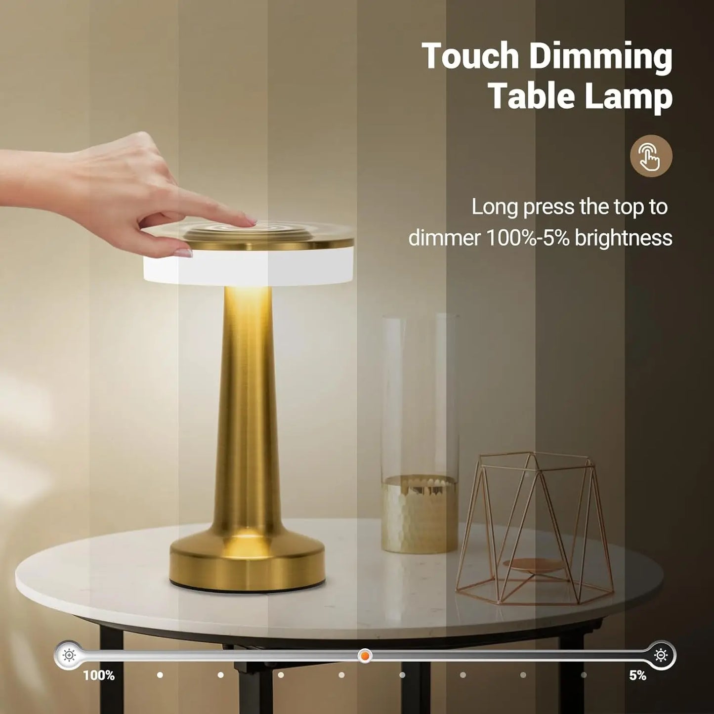 LED Table Lamp Touch Sensor Rechargeable Desktop Night Light Wireless