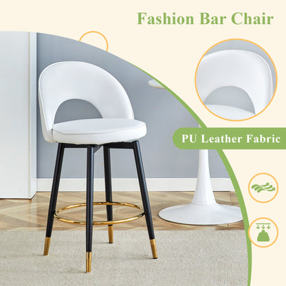 360 ° rotatable bar chair.Modern White PU comfortable upholstered bar