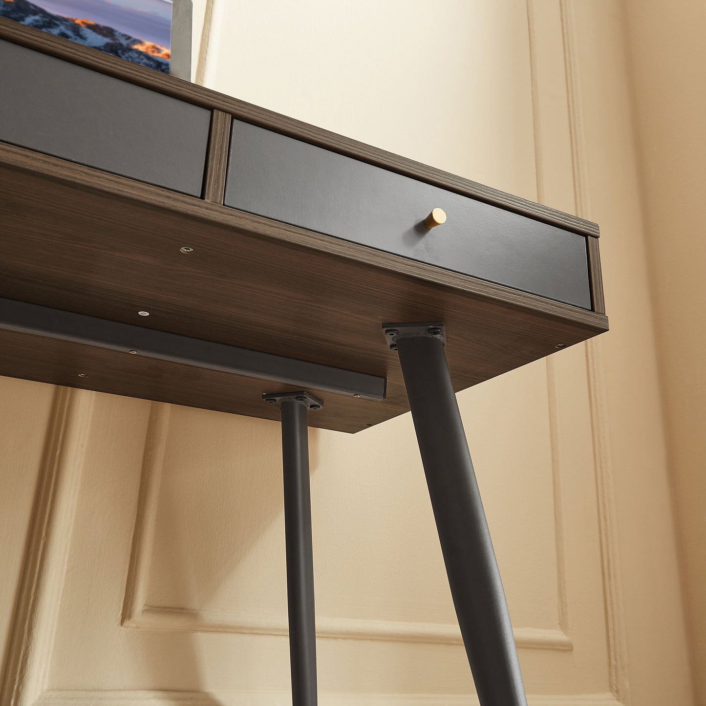 Mid Century Desk , Modern Writing Study Desk with Drawers,