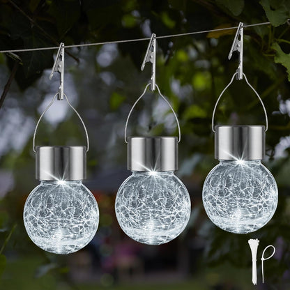 Solar Hanging Globe Lights Waterproof Cold White 24 Pack