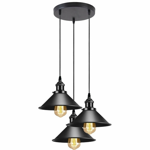 Black Metal Cone Shade Pendant Light Fixture~3393
