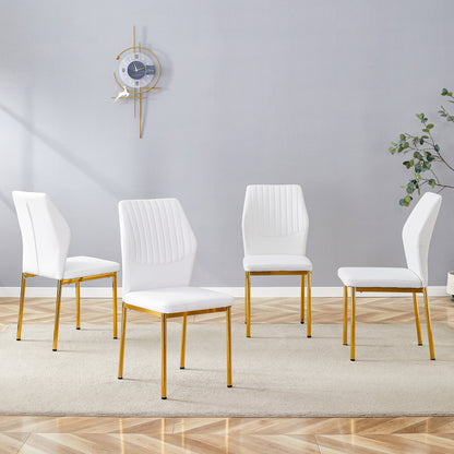 Luxury Simple Chair - Set of 4 White PU Material High Resilience