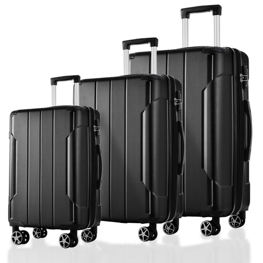 3 Piece Luggage Set, Expandable Hard Shell ABS Suitcases with Wheels