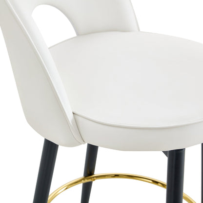 360 ° rotatable bar chair.Modern White PU comfortable upholstered bar